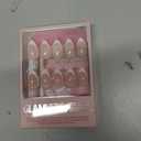 Glamnetic Press On Nails - MaDamn | French Tip UV Finish Short Pointed Almond Fake Nails, Salon Quality Semi-Transparent Nails in 12 Sizes - 24 Nail Kit with Glue