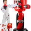 Punching Bag for Kids,New Upgraded 360Rotating Kids Punching Bag,Inflatable Boxing Bag Toy for Boys Girls, Christmas Birthday Gift for Kids Age 3-12 (Red)