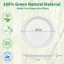 Aricsen 100 Pack 10 Inch Compostable Disposable Round Paper Plates, Natural White Biodegradable Sugarcane Bagasse PFAS-Free Eco-Friendly Dinner Plates for Party Wedding Picnic BBQ (100, 10 INCH)