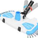 Enhanced Pool Vacuum Head with Direction-Control Swivel Handle, Stable-Maintain Spring, Vinyl Pool Vac with Wheels, Side Brush and Bottom Brush for Inground & Above Ground Pools (Rectangle)