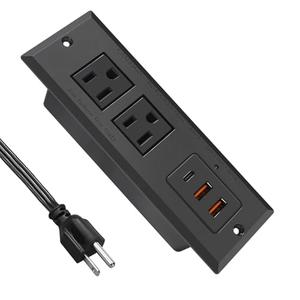 20W Recessed Power Strip USB C Fast Charge Desk Power Outlet Type C Flush Mounted Extension Power Plug for Conference Countertop Desktop Drawer Sofa ETL Listed 10ft Power Cord