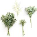 Ling's moment Artificial Greenery Stems Box Set, 15pcs with 4 Kinds of Faux Greenery Picks for DIY Bridal Bouquets Wedding Floral Arrangement Table Centerpieces, Tender Green & Sage Green