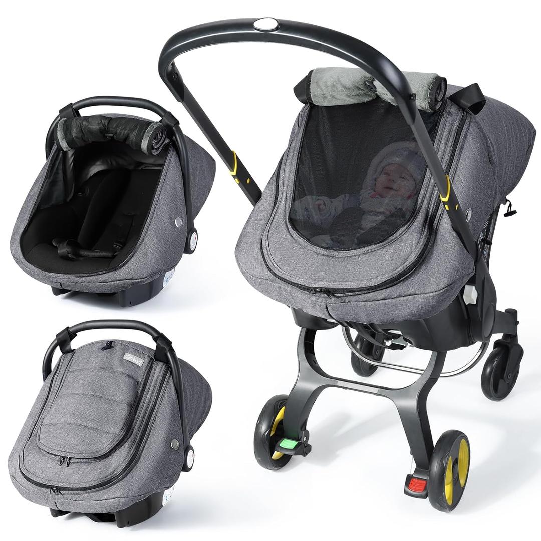 IvyWind Winter Baby Car Seat Cover, Universal Carseat Cover for Babies with Breathable Mesh Window, Infant Car Seat Covers to Keep Warm, Carseat Waterproof Canopy for Newborn Boy Girl, Dark Gray