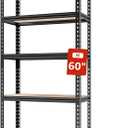 5 Tier Adjustable Heavy Duty Metal Shelving Unit, 60" H x 28" W x 12" D, Utility Rack, Garage Storage Shelves for Kitchen, Basement, Warehouse, Living Room, Classroom, Black