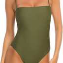 RELLECIGA Women's Bandeau One Piece Swimsuits (XX-Large, Army Green)