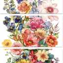 Peacoblue Rub on Floral Transfer Decals for Furniture Crafts 6"x12", 3Pcs Waterproof UV Transfer Decals Sticker for Dresser, Glass, Porcelain, Paper, Wood, Decor (Vintage Flowers)