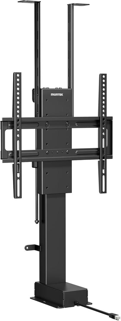 monTEK Motorized TV Lift for 32-48 inch TVs, Ceiling&Vertical TV Lift Mechanism with RF Remote, Smart Phone & Voice Control via WiFi, Up to 132lbs, 4X Load Tested, Max VESA 400 * 400