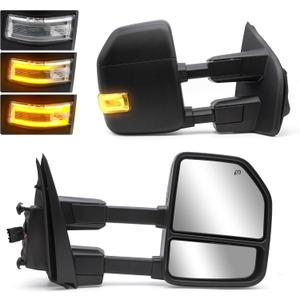 NEYASU Pair Tow Mirrors fit for 2017-2020 Ford F250 F350 F450 F550 Super Duty Dynamic Signal Lights Power Heated LED Turn Signal Lamp Running Light Temperature Sensor Towing Mirrors Black LH RH