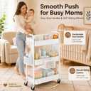 3 Tier White Rolling Storage Cart Metal with DIY Pegboard and Wheels