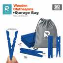 RIVEDA 50pcs Colored Wooden Clothes Pins, 2.9inch, Clothespins for Classroom, Clip Hanging Photos, DIY Clips for Crafts, Decorations (Dark Blue)