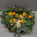 Idyllic 22 Inch Summer Yellow Lemon Wreath with Green Leaves for Front Door, Spring Summer Lemon Eucalyptus Wreath for Inside and Outside, Wedding Wild Flowers Decor