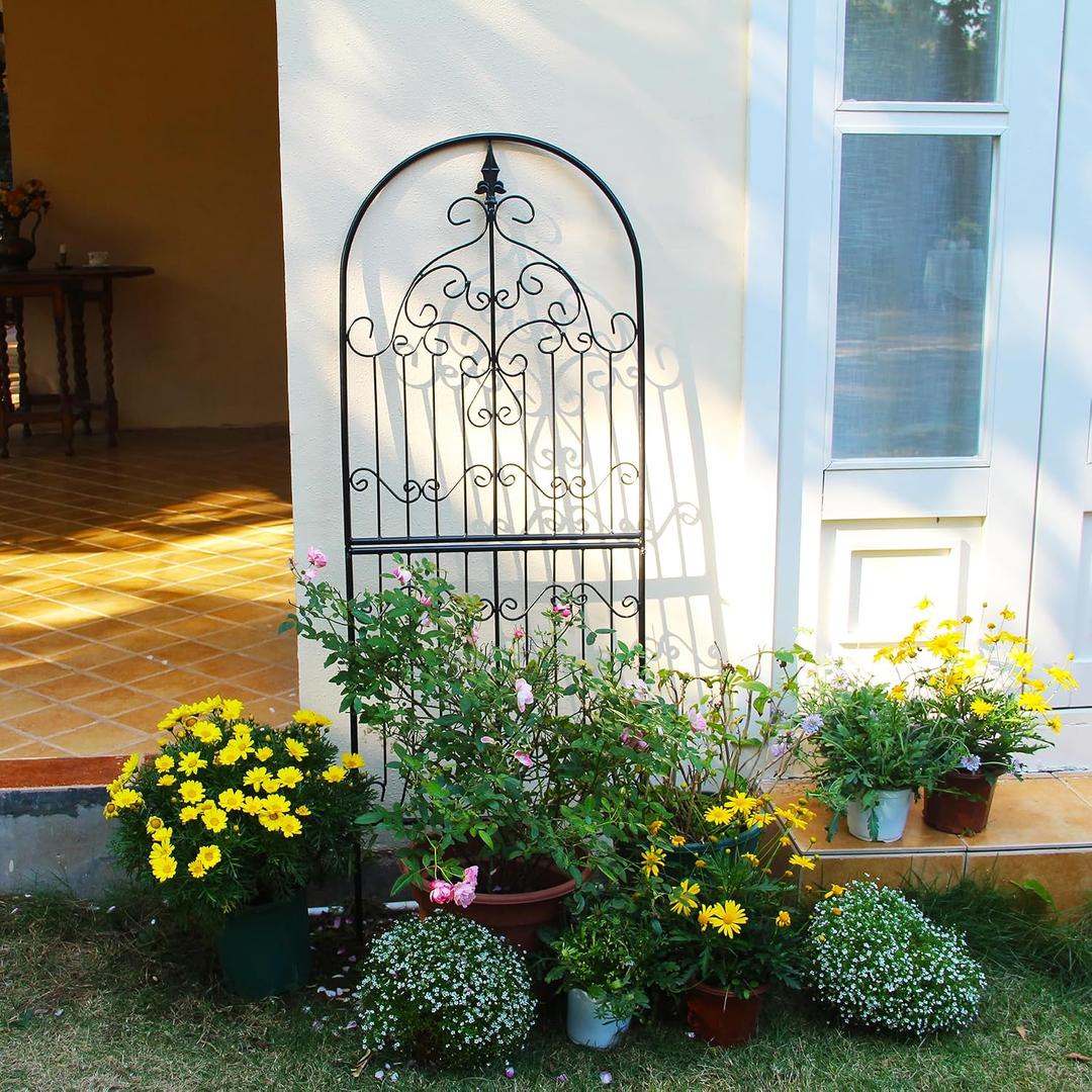Garden Trellis for Climbing Plants 59" H x 21.6" W Metal Unique Design Decorative Garden Structure Weather-Resistant Trellises Outdoor Decor Flowers Roses Vine Ivy Clematis