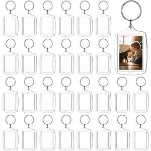 150-Pack Clear Acrylic Photo Keychains - Blank Insert Keychain with Metal Ring for DIY Personalization, Gift Favors, Double-Sided Display (2.17" x 1.57")