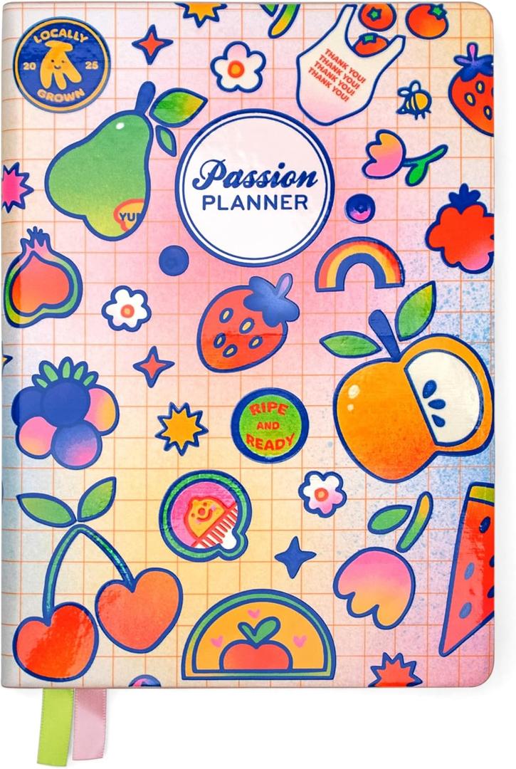 Passion Planner Weekly 2025-2026 Mid-Year Monday Goal-Oriented Agenda, 52-Week Appointment Calendar, Reflection Journal (Fruit for Thought, Small 5.8" x 8.3")