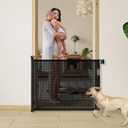 Retractable Baby Gate, Mesh Dog Gate for Doorways, Extends up to 55" Wide, 33" Tall Child Safety Gate for Doorways, Indoor & Outdoors, Stairs, Hallways, Black