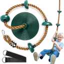 Climbing Rope Tree Swing with Platforms and Swing Seat Outdoor Playground Accessories for Kids Including Hanging Strap & Carabiner