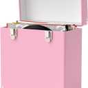 Vinyl Storage and Carrying Case, Waterproof and Dustproof Portable Organizer, LP Record Collection Display Case, Holds 50 7-12 Inch Records, Ideal for Theater Rooms and Rare Record Collections (Pink)