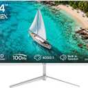 24 Inch White Computer Monitor, FHD 1080P, 100Hz | Frameless PC Monitor, Built-in Speaker, 98% sRGB, FreeSync, Eye Care, 4000:1 Contrast Ratio, HDMI & DP, VESA Mountable