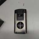 All in One Jet Flame Butane Torch Lighter Built-in Cutter V Cut, Punch, Holder Function, Draw Enhancer Tool, Refillable and Adjustable Windproof Gas Lighter, Black and Grey (Sold Without Gas)