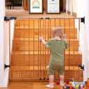 Babelio 34" Extra Tall Baby/Dog Gate with No Threshold Design Walk Thru Door, 26-43" Auto Close Safety Gate for Babies, Elders and Pets, Fits Doorways, Stairs, and Entryways, Brown Wood Pattern