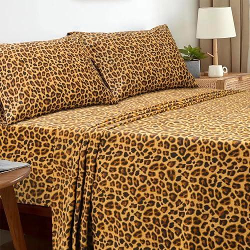 Sleepdown Cotton Bed Sheet Set - Leopard Brown, Queen