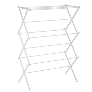 Amazon Basics Foldable Portable Metal Clothes Drying Rack for Indoor Air Drying, Energy Saving, 14.5 x 29.5 x 41.8 inches, White
