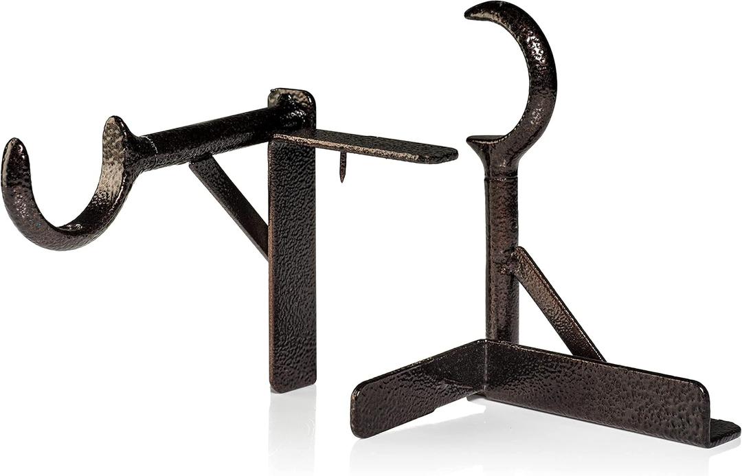 Spark Innovators Bronze Tap Bracket - Hang Curtains in 30 Seconds! No Drill Instant Curtain Rod Brackets - Fits 1.25", Holds 30 lbs, As Seen on TV, Set of 2