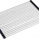 Stainless Steel Portable Roll Up Dish Drying Rack Over The Sink Rack for Cups Fruits Vegetables 17.7" x 13"