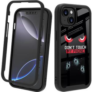 Compatible with iPhone 14 / iPhone 13 Case  Rugged Full-Body Protective Cover for Boys Kids Men Dual Layer Shockproof Bumper, Heavy-Duty Phone Case - Don't Touch My Phone 089