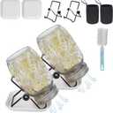 2Pack Sprouting Kit,1000ml Sprouting Jar with Mesh Lids and Stands, Microgreens Sprouts Growing Kit, Broccoli Sprouts Seeds Sprouting Jars with Screen Lids,Blackout Sleeves, Tray