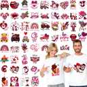 Crtiin 54 Sheets Valentine's Day Iron on Transfers Valentine's Day Heat Patches DTF Transfers Read to Press Pink Love Valentines HTV Stickers Vinyl Iron on Decals for DIY T Shirts Clothes Hat Gifts