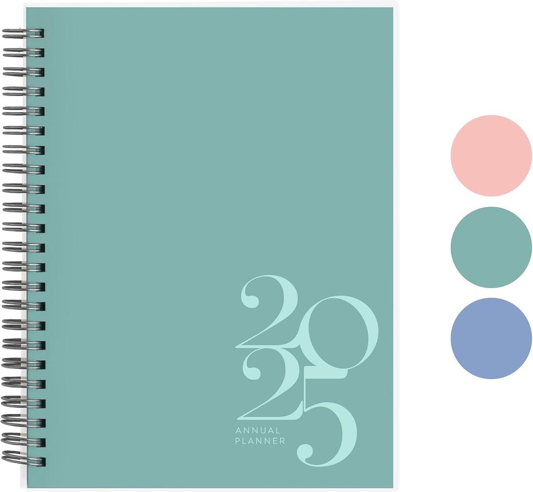Rileys & Co 2025 Classic Weekly Planner - Annual Weekly & Monthly Agenda Planner, Jan - Dec 2025, Flexible Cover, Notes Pages, Twin-Wire Binding (6 x 8-Inches, Teal)