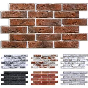 Commomy 3D Brick Wall Panels Peel and Stick - 12 pcs of 22.8" x 11.8" - Thin & UrltraLight Red Brick Wallpaper Stick on Tile for Kitchen, Bedroom, Living Room,TV Background,RV(Covers 22.48 sq.ft)