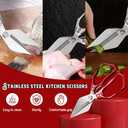 Stainless Steel Bone-Cut Kitchen Scissors, Multifunctional Heavy-Duty Kitchen Shears, Poultry Shears - Heavy Duty kitchen scissors for Food, For Chicken, Meat, Seafood, Bone Cutting (Silver)