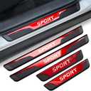 4Pcs Stainless Steel Car Door Sill Protectors Door Threshold Protector Front and Rear Doors Car Pedal Kick Protection Door Sill Scuff Plate car Trim Sport(Door Width 1.97" Red)