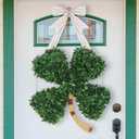 DAZONGE St. Patrick's Day Decorations, St Patricks Day Shamrock Wreath, Lucky Green St. Patrick's Day Door Swag for Fireplace Mantel Walls