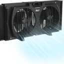 Comfort Zone Window Fan for Bedroom, 9 inch 3 Speed Dual Fans with Auto-Locking Expanders, Window Exhaust Fan, Removeable Bug Screen, Black (9" Twin Window Fan w/ Quiet Speed)