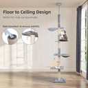 Roypet Adjustable 93"-116" Tall Cat Climbing Tree 5-Tier Kitty Activity Center Floor-to-Ceiling Climber Toy with Hanging Hammock and Scratching Posts Cat Furniture,Grey