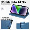 TUCCH Wallet Case for iPhone 14 6.1", Magnetic PU Leather Stand Flip Cover with 4 Card Slots [TPU Shockproof Interior Shell], [RFID Blocking] Folio Case Compatible with iPhone 14 6.1-inch, Lake Blue