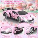 Growsland Remote Control Car for Girls, 1:18 Pink RC Cars Toys for Kids Girl Electric Vehicle Toy Car Hobby Racing Car with Lights & Controller, Birthday Gifts for Girl Boys Age 3 4 5 6 7 8 9 Year Old
