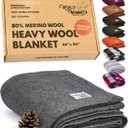 Woolly Mammoth Woolen Co. | Extra Large Merino Wool Camp Blanket | Perfect Outdoor Gear | Bedroll for Bushcraft, Camping, Trekking, Hiking, Survival, or Throw Blanket at the Cabin (Gray), 66" x 90"