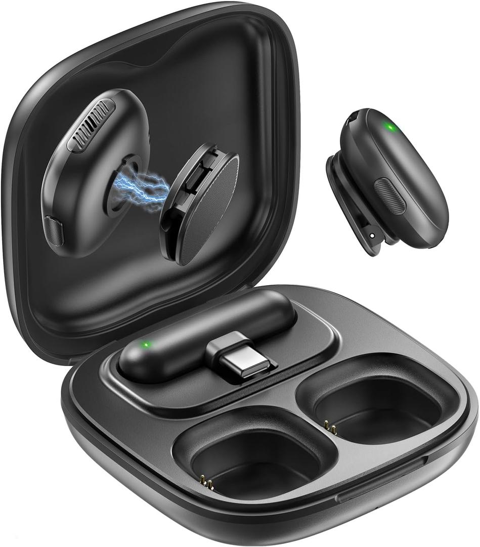 Mini Wireless Lavalier Microphone for iPhone/Android/PC/Tablets with USB-C Plug, AI Noise Cancelling, Magnetic Mic, 40H Battery Life with Charging Case, Lapel Microphone Wireless for Video Recording