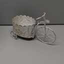 Vintage Bicycle Planter - Rustic Distressed White Metal Wheelbarrow Flower Pot with Embossed Floral Design, Decorative Indoor Outdoor Bicycle Plant Stand for Succulents Herbs Small Plants (White)