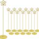 Urban Deco 12PK Table Number Holders 12 Inches Pentagram Place Card Holder Metal Table Card Holders, Picture Holders for Tables, Card Holder Stand for Wedding Dcor-Gold