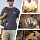 NORTHYARD Men's Cotton Shirts Heavyweight Short Sleeve Casual T-Shirts with Chest Pocket Work Wear (Blue, XXL)