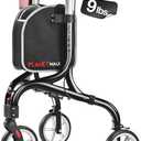 PLANET WALK Super Lightweight 3 Wheel Walkers for Seniors - 9 lbs Foldable Aluminum Frame, Triangular Anti-Tip Frame enhances Stability, 8" All-Terrain Wheels Rollator Walker with Cup Holder,Black