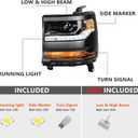 Headlight Assembly Compatible with Chevy Silverado 1500 2016 2017 2018 (Hid/Xenon Model) Factory Replacement Head Light Lamp Black Housing Driver & Passenger Side Pair