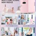 CUTIEWORLD Skincare Fridge - 4L Makeup Fridge for Refrigerating Makeup, Skincare and Food, Mini Fridge for Bedroom, Office and Car, Cooler and Warmer, Beverage Cooler, Leather Pink