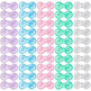 50 Pack Contact Lens Cases, Transparent Contact Cases Bulk in 5 colors, Cute Contact Lenses Case Leak-proof, Eye Contact Case for Home and Travel