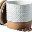 Miamolo Ceramic Jar with Lid, Coffee Canisters with Airtight Lids Kitchen Food Storage Container for Spice Loose Leaf Tea, Small Decorative Jars for Countertop Coffee Bar Accessories - White 20 fl.oz